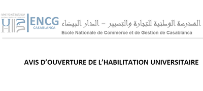 AVIS D’OUVERTURE DE L’HABILITATION UNIVERSITAIRE